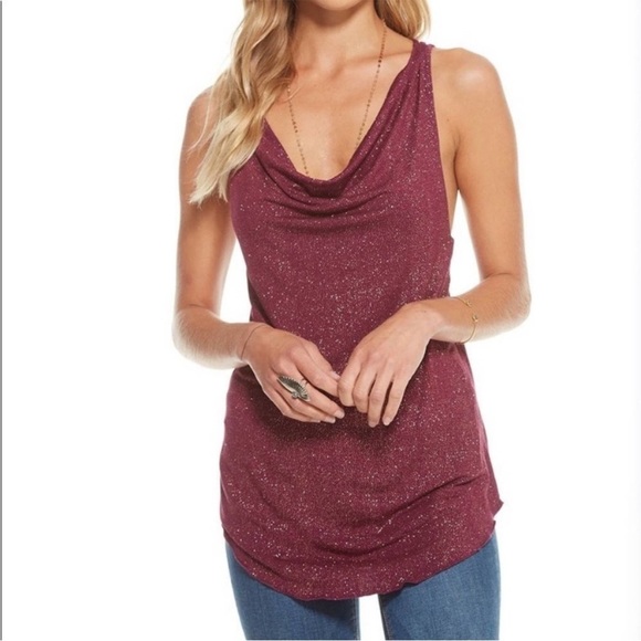 Chaser Glitter Jersey Draped Cowl Neck Halter Top Strappy Teal Green & Gold Sz M - Picture 14 of 16